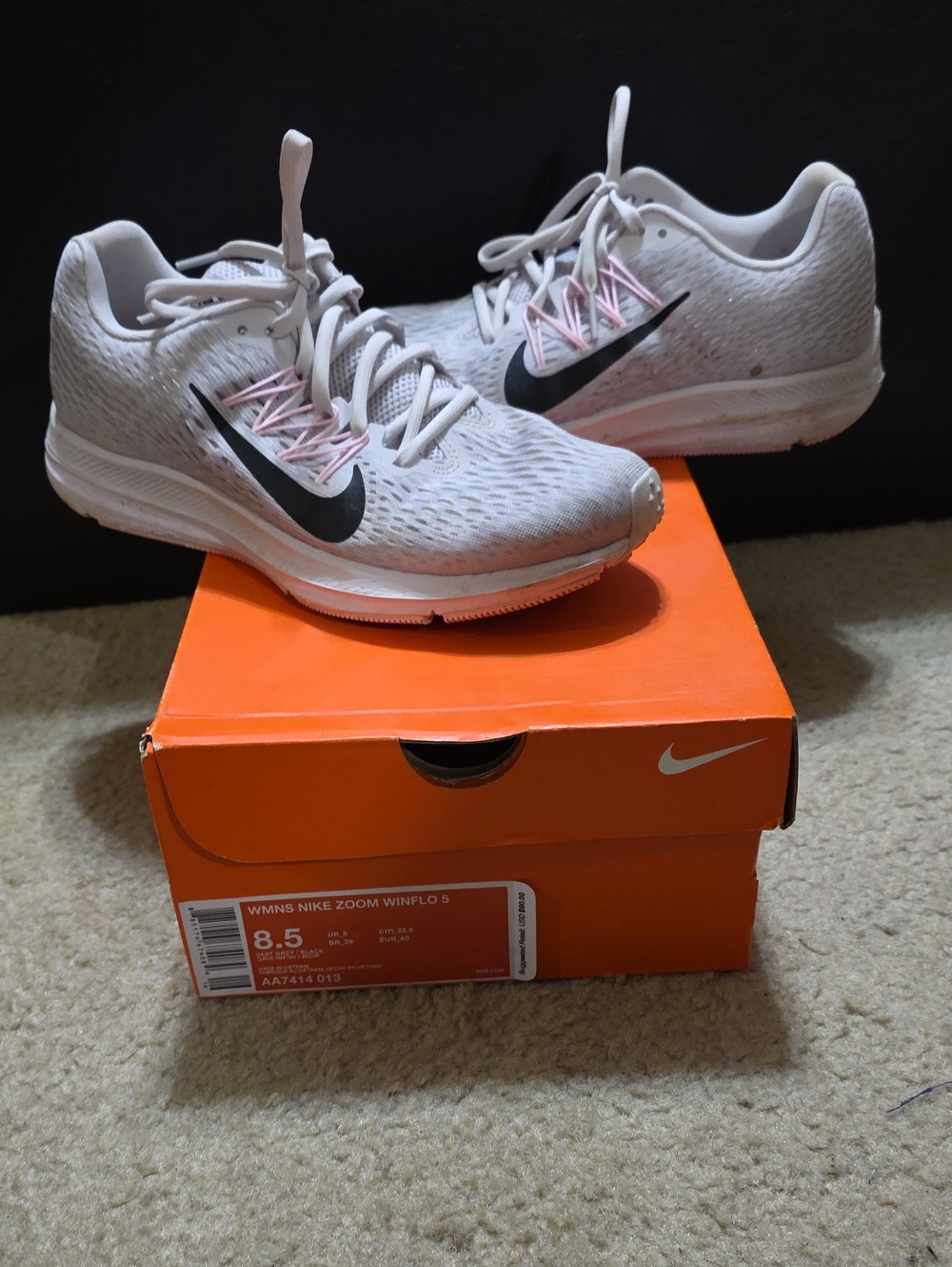 Nike Women's Athletic Running Shoes - White, Pink, Black